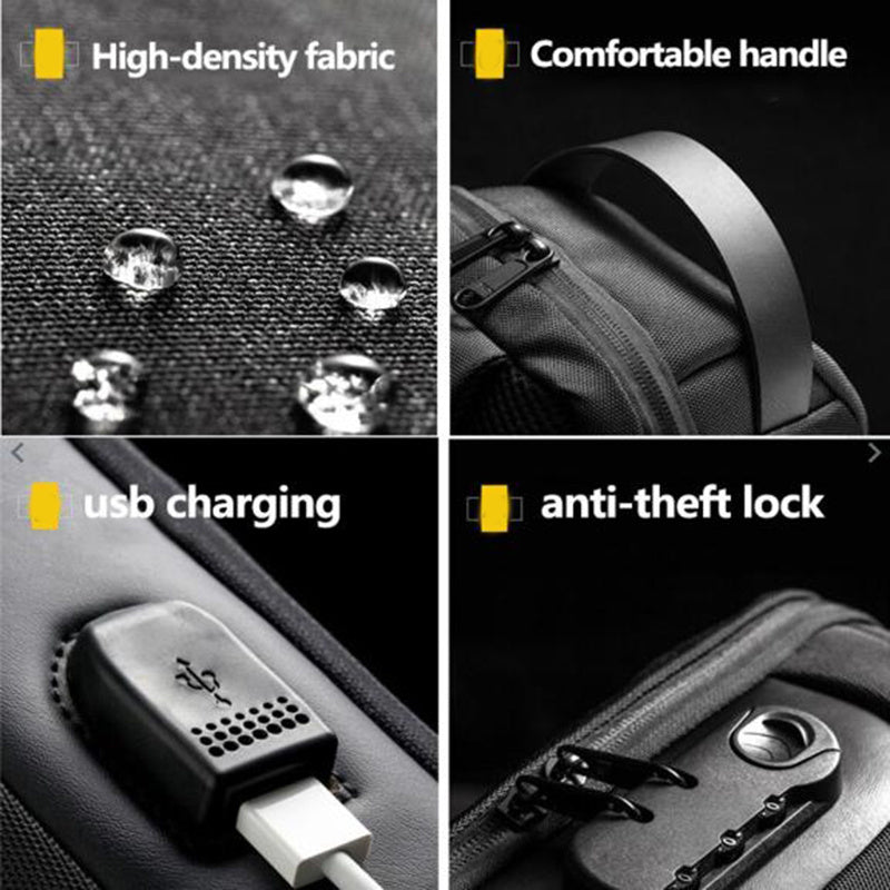 Waterproof USB Anti-Theft Sling Bag – Men's Crossbody Travel Chest Pack