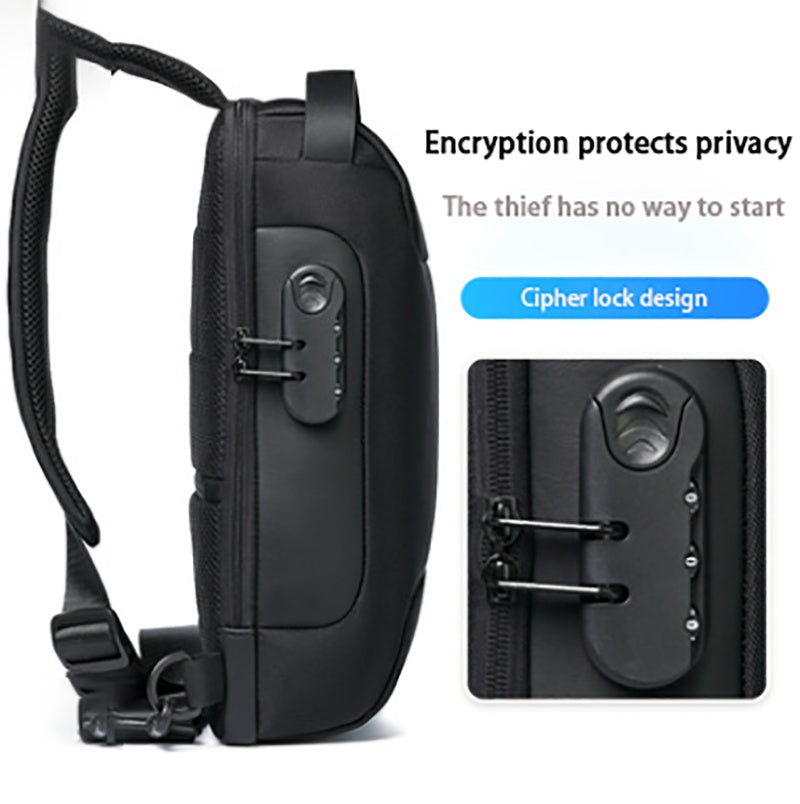Waterproof USB Anti-Theft Sling Bag – Men's Crossbody Travel Chest Pack