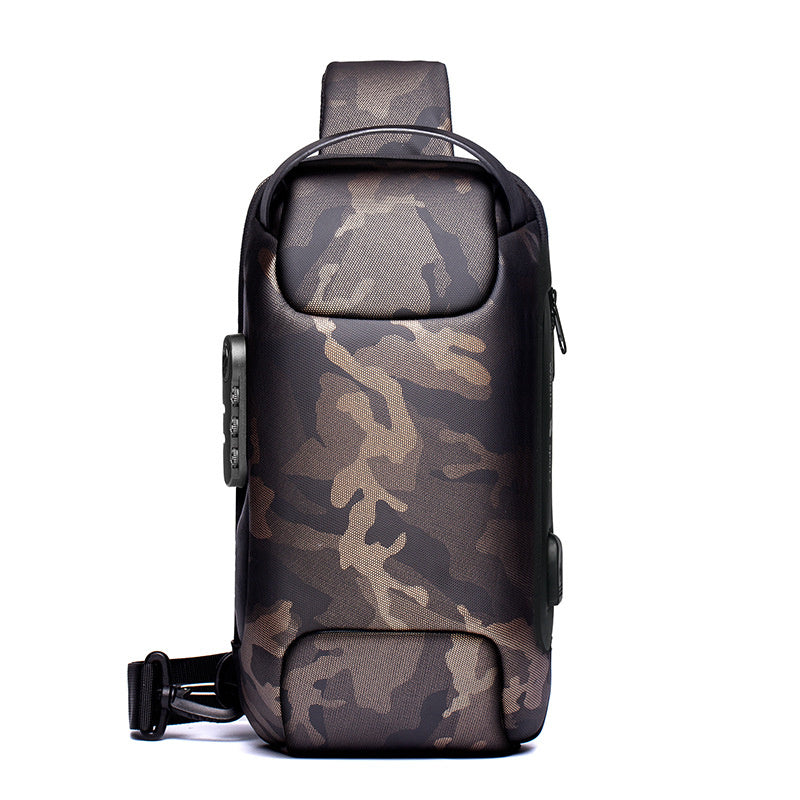 Waterproof USB Anti-Theft Sling Bag – Men's Crossbody Travel Chest Pack