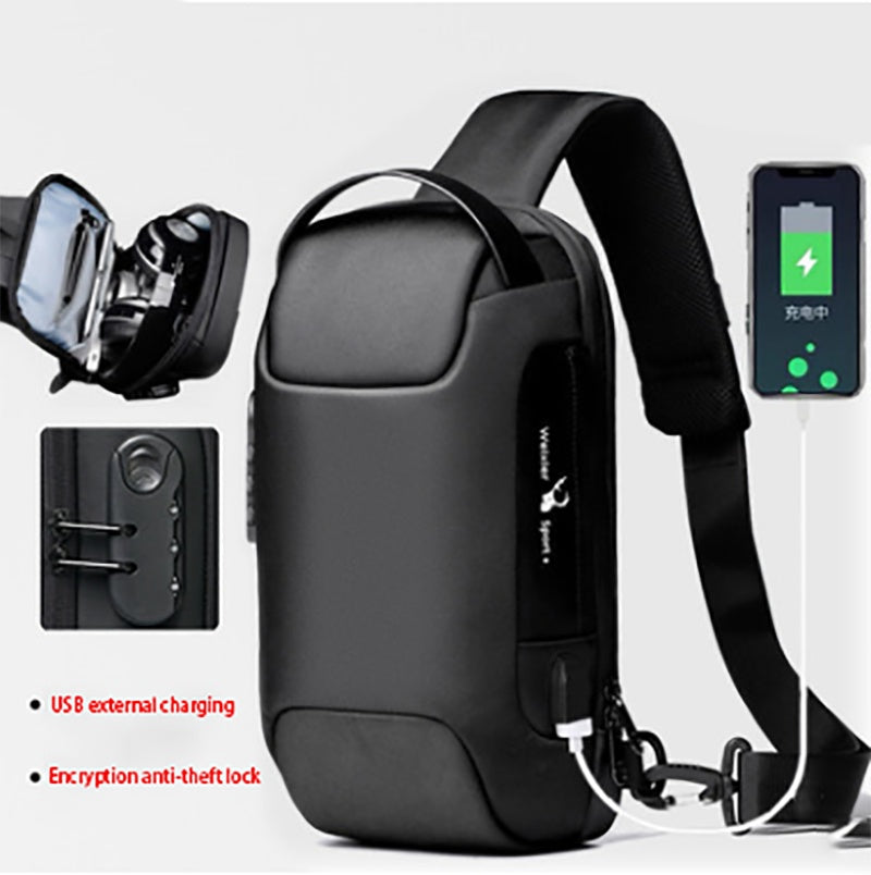 Waterproof USB Anti-Theft Sling Bag – Men's Crossbody Travel Chest Pack