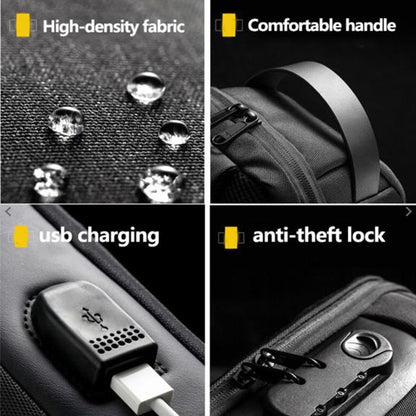 Waterproof USB Anti-Theft Sling Bag – Men's Crossbody Travel Chest Pack