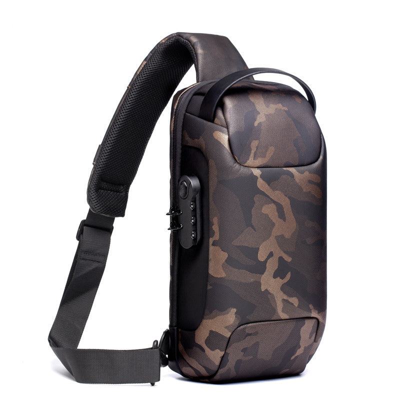 Waterproof USB Anti-Theft Sling Bag – Men's Crossbody Travel Chest Pack
