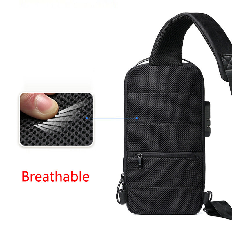 Waterproof USB Anti-Theft Sling Bag – Men's Crossbody Travel Chest Pack